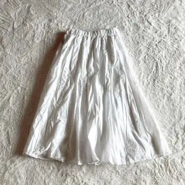 면 100% 턱 개더 롱 스커트 화이트 페티코트