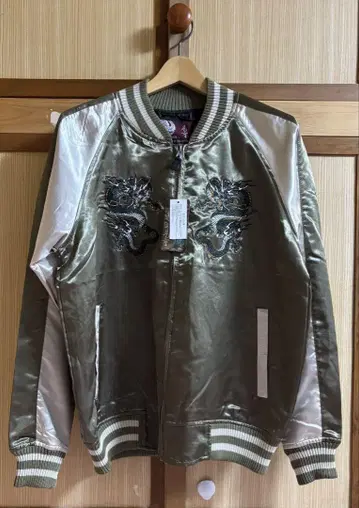 남성용 일본풍 패턴 자수 스카잔 용 카키 [L]