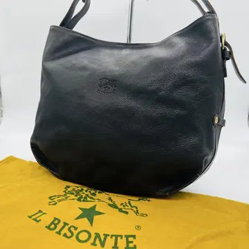 IL BISONTE 숄더백 로고 엠보 가죽 천연 가죽 블랙