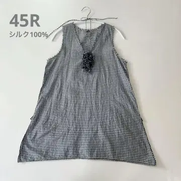 45R 실크 깅엄 M 여성용 캐주얼 상의
