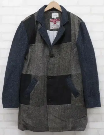 해리스 트위드 패치워크 체스터 코트 유즈드 HARRIS TWEED