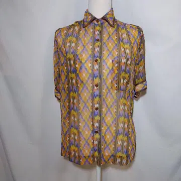 SUNCY Max Mara 올 패턴 빈티지 반팔 셔츠 블라우스 9