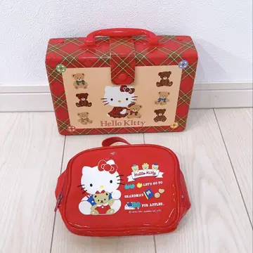 산리오 헬로키티 쇼와 헤이세이 레트로 페이퍼 트렁크 파우치 2개 세트