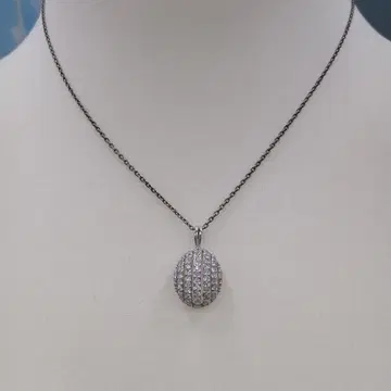 NO.1 CZ 다이아몬드 실버 925 타원형 목걸이