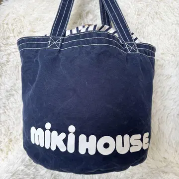 MIKI HOUSE 미키 하우스 버킷형 로고 토트백 네이비