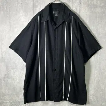 린넨 레이온 쿠바 셔츠 블랙 XL 빅 실루엣