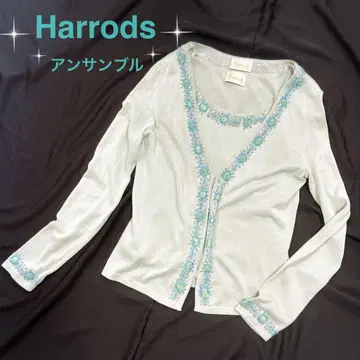 Harrods 앙상블 긴팔 가디건 & 탱크탑 레이온 면 니트