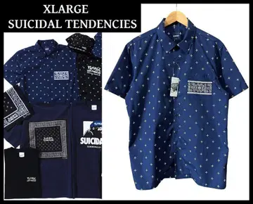 XL 미사용 XLARGE W 네임 올 로고 무늬 크로스 반다나 반팔 셔츠