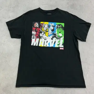 MARVEL 마블 히어로 모음 상의 티셔츠 구제 의류 블랙 검정 L