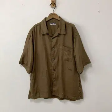 CAHLUMN 카우람 린넨 오픈 카라 셔츠 L 하세가와 아키오