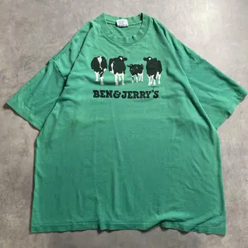90년대 USA제 BEM&JERRY'S 빈티지 아이묭 착용 티셔츠