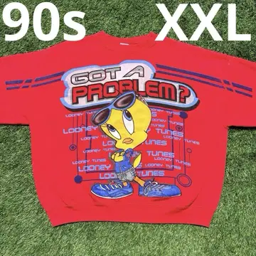 2XL 고품질 USA제 90년대 루니툰 투티 맨투맨 스웨트