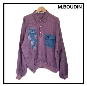 M.BOUDIN 린넨 혼방 셔츠 가디건 데님 포켓 유로 구제 의류 자수