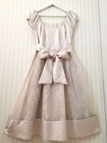 레스트로즈 베이지 레이스 새틴 원피스 일본제 파티 결혼식