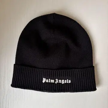 Palm Angels 로고 비니 니트 모자 니트 캡 블랙