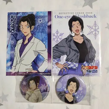 명탐정 코난 단안 잔상 우에하라 유이 캔뱃지 브로마이드 4종 세트