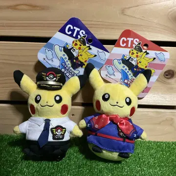 신치토세 공항 한정판 파이롯트 CA 피카츄 마스코트 봉제 인형 세트
