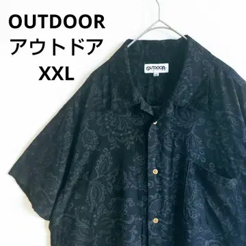 OUTDOOR 아웃도어 셔츠 꽃무늬 올 패턴 남성용 반팔 블랙