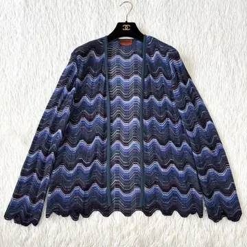 MISSONI 오렌지 택 버튼리스 올 패턴 가디건 46 빅 사이즈