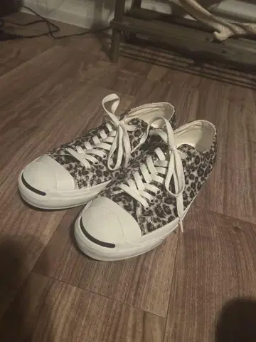 컨버스 잭 파셀 27cm 레오파드 퍼 화이트