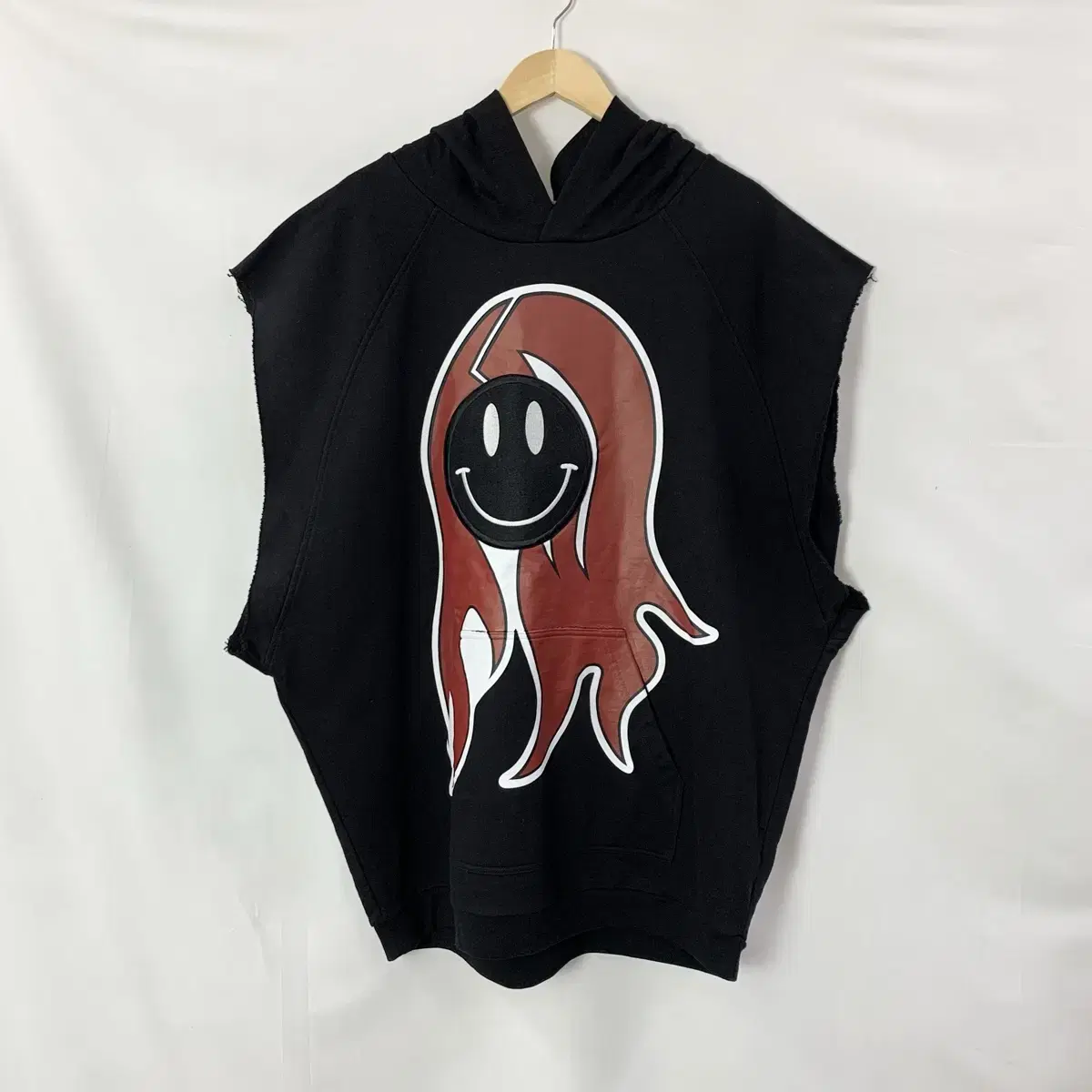 [XS] Raf Simons smiley patch sleeveless hoodie