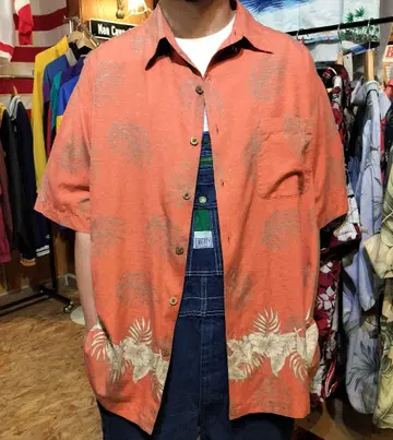 새상품급 2XL 하와이안 셔츠 실크 코튼 USA 구제 의류 캐리비안