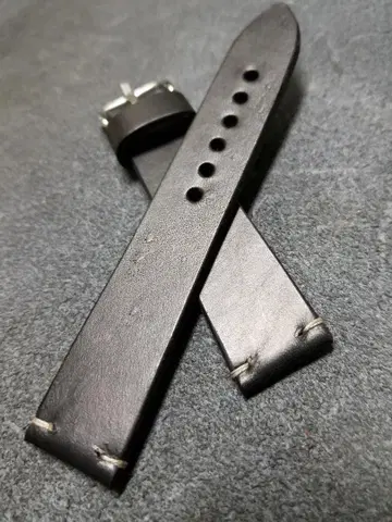 20mm 이탈리아 오일 가죽 시계 벨트 텐더 반 광택 블랙 도톰 2
