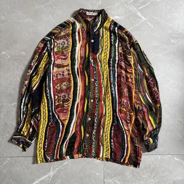 90s COOGI 쿠지 이탈리아제 실크 셔츠 올 패턴 L 사이즈