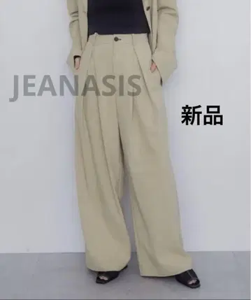 JEANASIS 린넨 라이크 스티치 팬츠 베이지 S