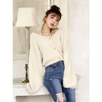 Darich 다리치 샤기 니트 가디건 아이보리