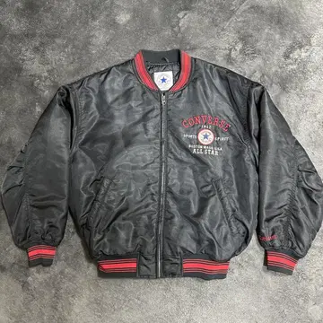 90S CONVERSE 바시티 자켓 블랙 자수 아치 로고 빅 로고
