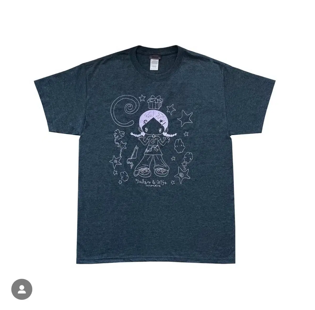 Jichoi jx Sun Vahn Bird Collaboration Short Sleeve T-shirt Charcoal Pink L