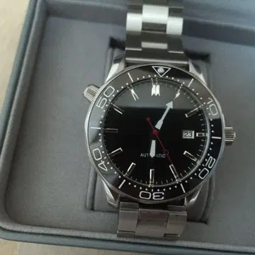 자동 감기 손목 시계 스테인리스 스틸 블랙 42mm 다이버