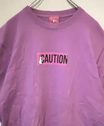 FR2 CAUTION 에프알2 자수 로고 반팔 티셔츠 퍼플 M