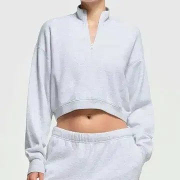 skims 크롭 하프 지퍼 풀오버 맨투맨 후드티