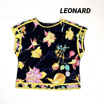 LEONARD 프렌치 리브 컷 티셔츠 반팔 티셔츠 멀티 컬러 꽃무늬