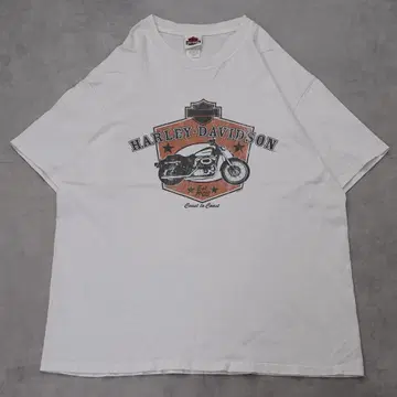 할리데이비슨 프린트 티셔츠 구제 의류 00s XL 화이트 블랙 14379
