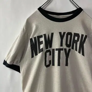 New York City 존 레논 링거 티셔츠 트림 티셔츠 아메카지