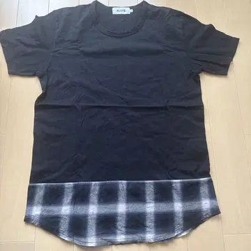 알로이 티셔츠 블랙 체크 절개 빔즈 취급