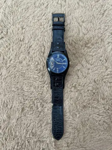 Fossil 손목시계 남성용 블랙 벨트 파랑 다이얼 ME-1111