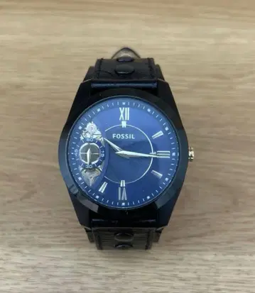 Fossil 손목시계 남성용 블랙 벨트 파랑 다이얼 ME-1111