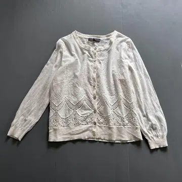 로라 애슐리 레이스 가디건 봄/여름 긴팔 화이트
