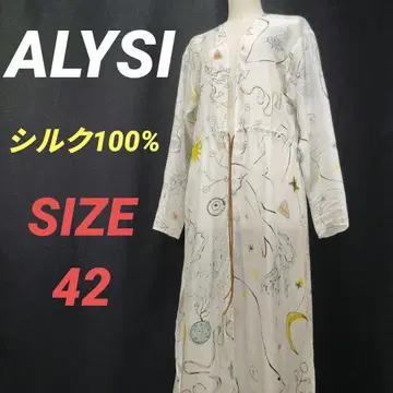 ALYSI 알리지 가운 원피스 롱 시어 실크 100% 올 패턴