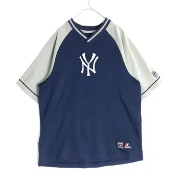 3333 마제스틱 양키스 베이스볼 셔츠 유니폼 네이비