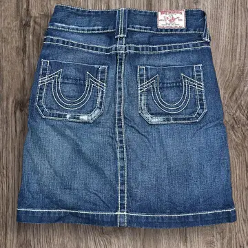 y2k True Religion 데님 미니 스커트 인디고 블루
