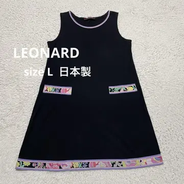 레오나르 LEONARD 플라워 무늬 슬리브리스 원피스 L