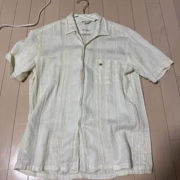 60년대 구제 의류 빈티지 카프리 크림색 반팔 셔츠