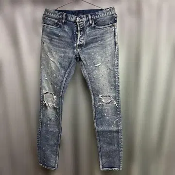 MINEDENIM 마인 데님 데미지 가공 페인트 스키니 데님 9