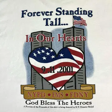 미국 동시 다발 테러 nypd ems fdny 9.11 추모 티셔츠 레어