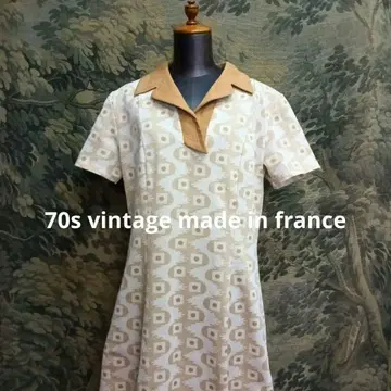 프랑스 빈티지 70년대 기하학 레트로 원피스 L 사이즈